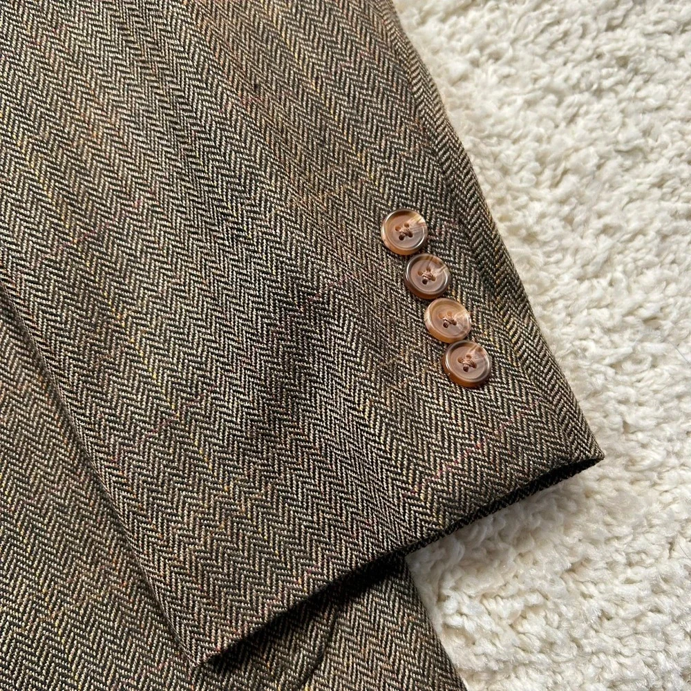 Lauren Ralph Lauren Blazer 48R Brown Herringbone Lambswool Sport Coat Tweed